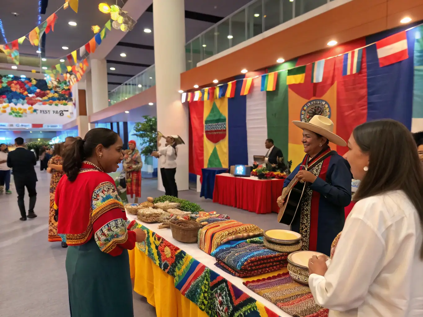 A vibrant image of a community event showcasing local crafts, food, and music, celebrating the region's cultural heritage.