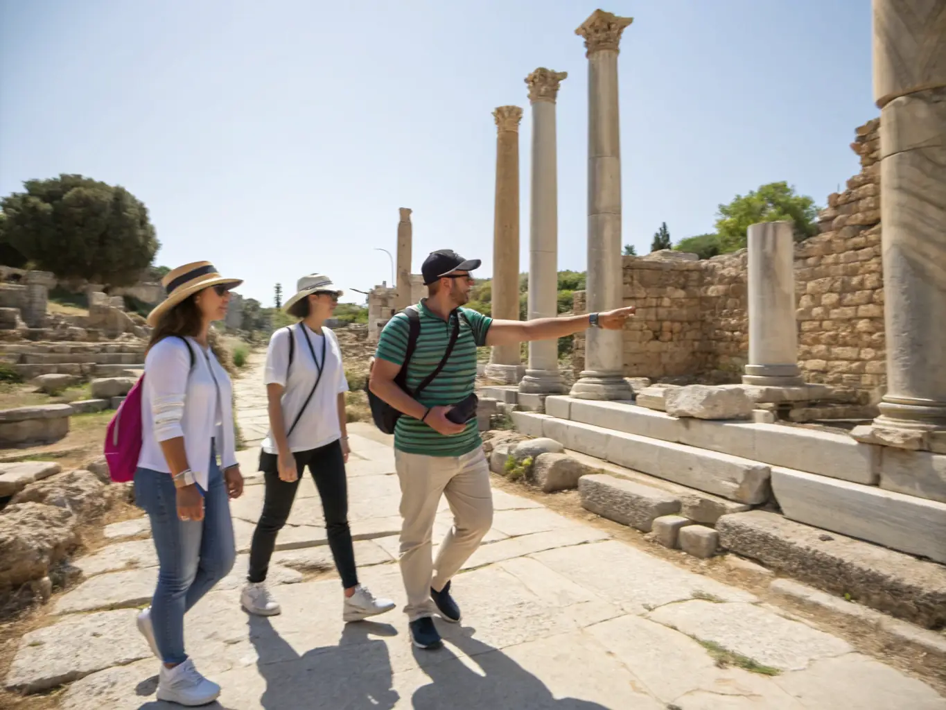 A photograph of participants on a guided tour of a local historical site, led by an expert in regional history.