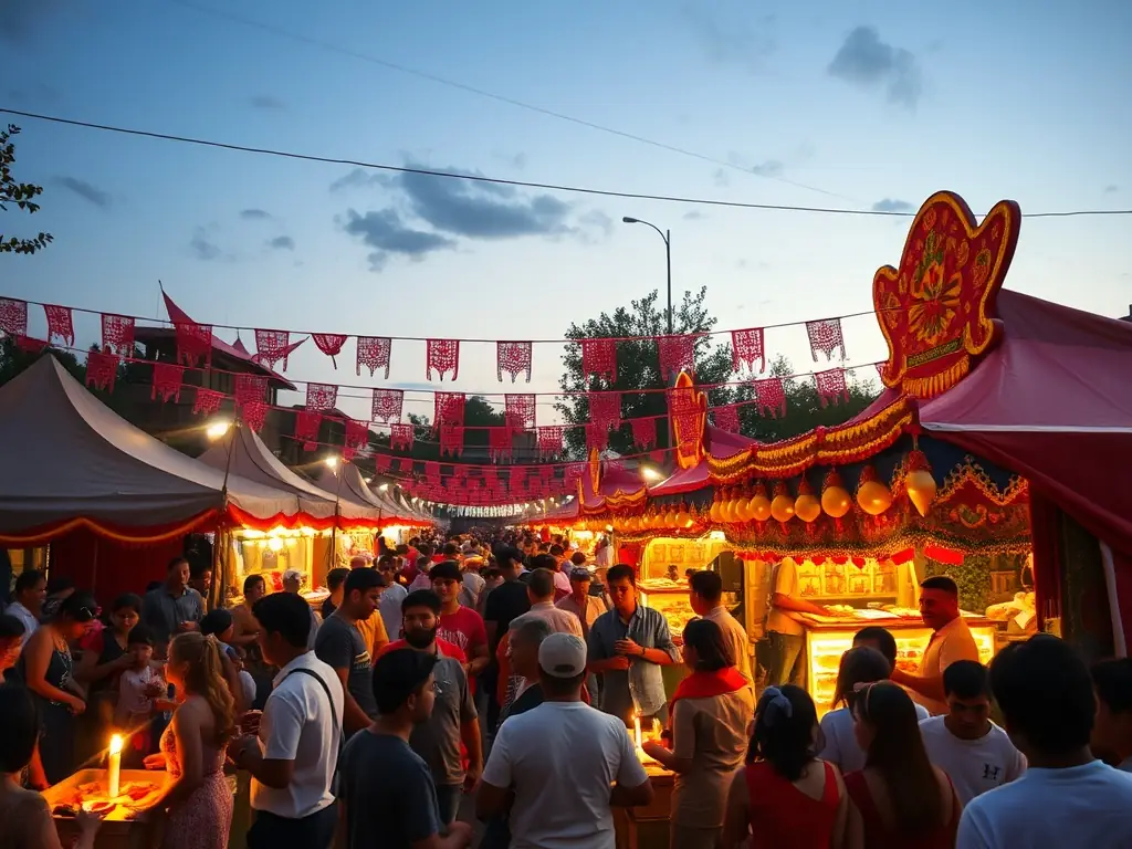 A vibrant scene from a community heritage festival, featuring local artisans, traditional music, and interactive exhibits showcasing the region's cultural resources and historical significance.